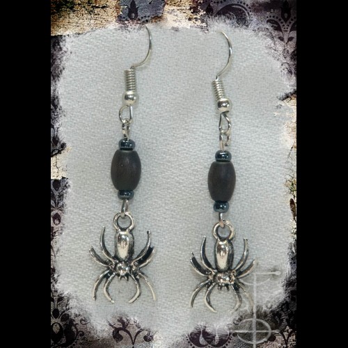 Boucles d'oreille araignée noire