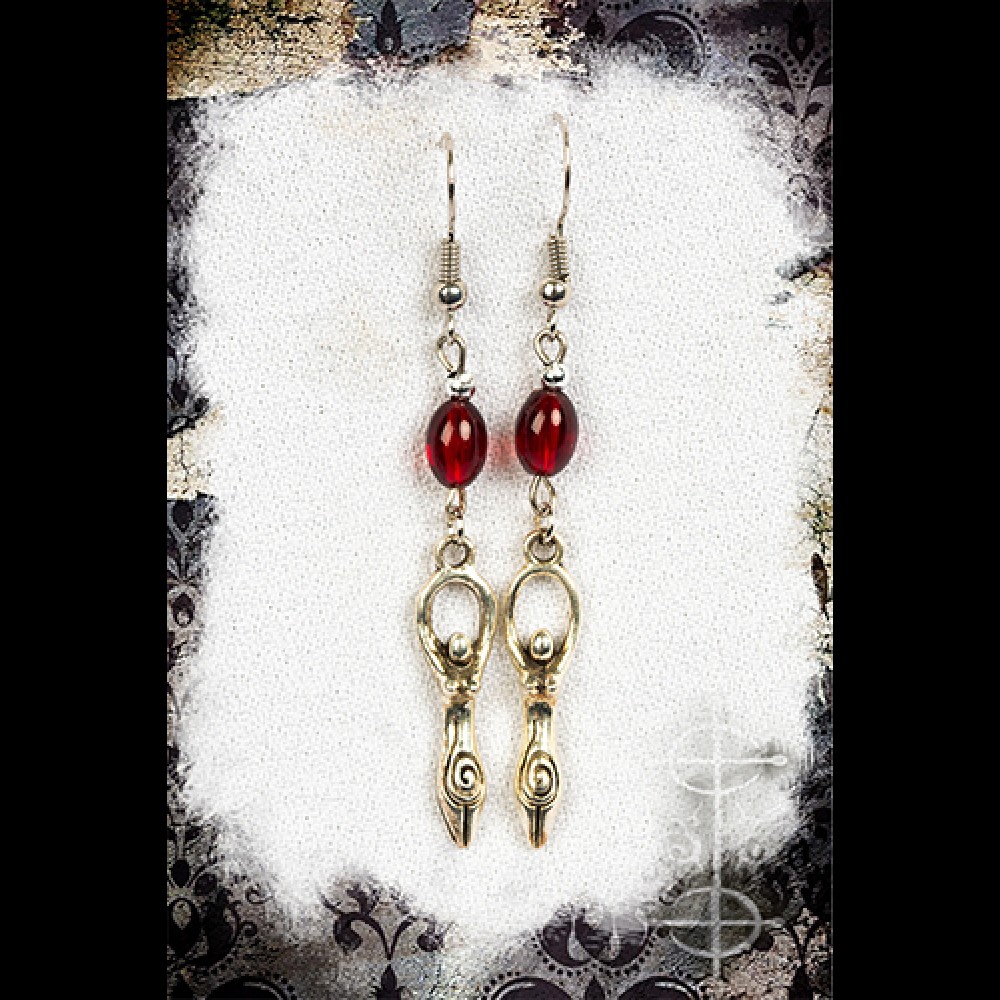 Boucles d'oreilles déesse mère rouge