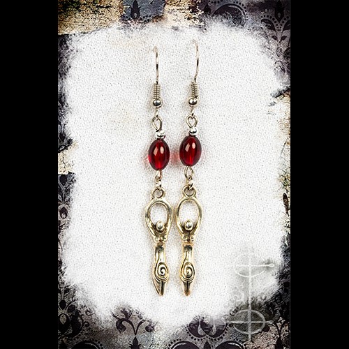 Boucles d'oreilles déesse mère rouge