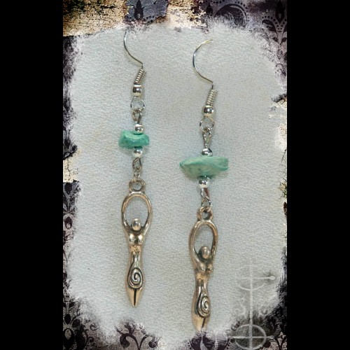 Boucles d'oreilles déesse mère turquoise