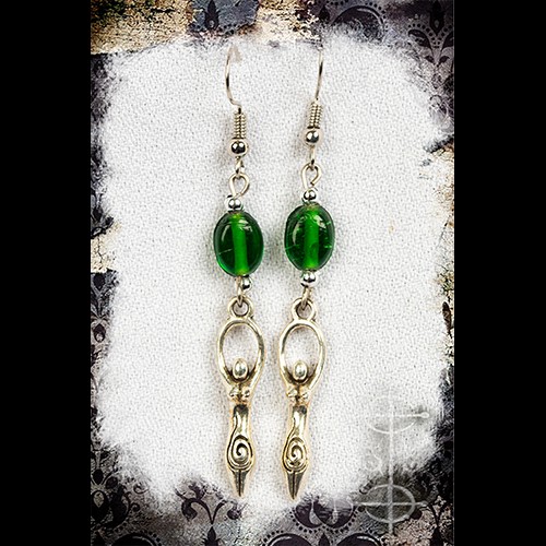 Boucles d'oreilles déesse mère verte