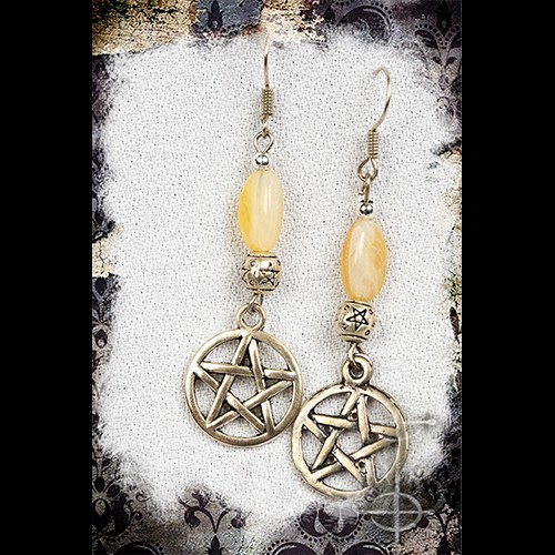 Boucles d'oreilles pentacle beige