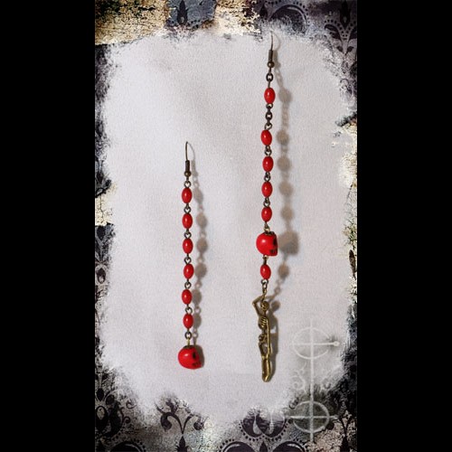 Boucles d'oreilles chapelet rouges